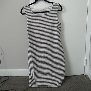 Kaileigh Gray and White Striped Dress